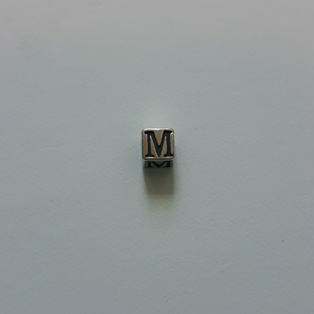 Sterling Silver "M" Initial Bead
